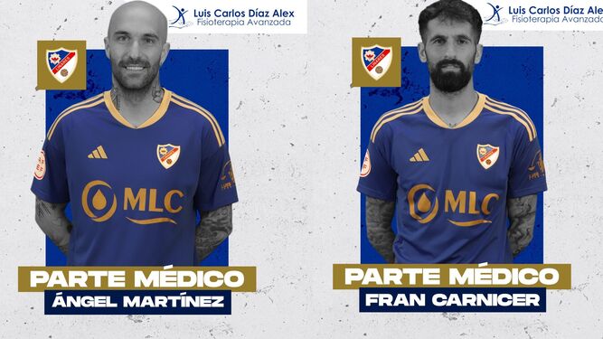 Los jugadores del Linares Deportivo Ángel Martínez y Fran Carnicer, bajas por lesión